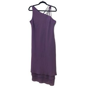 Evan Picone Dress Marco Island Womens One Shoulder Coctail Purple Size 16